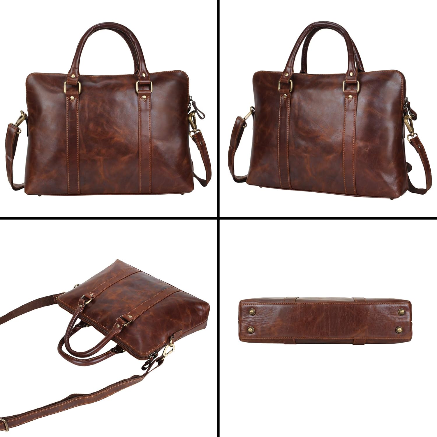 Pitaara Genuine Leather Women's Laptop Bag For Laptops Size 14" (Brown): Shoes