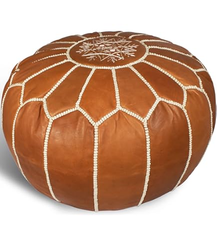 Cuir véritable pouf marocain, fait à la main pouf ottoman, tabouret