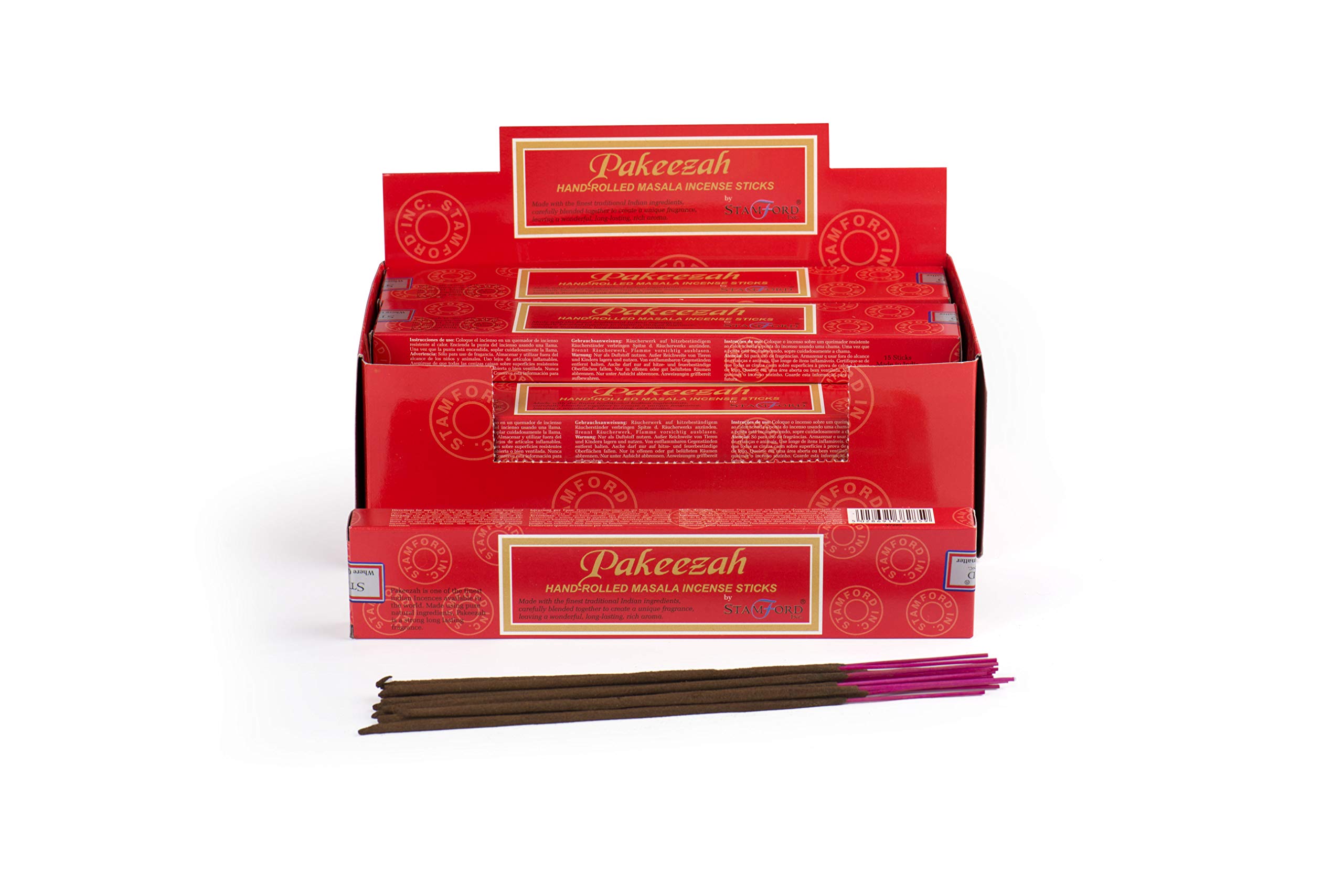 Stamford London 37285 Pakeezah Traditional Masala Incense, 15 Sticks x 12 Packs, Black, One Size