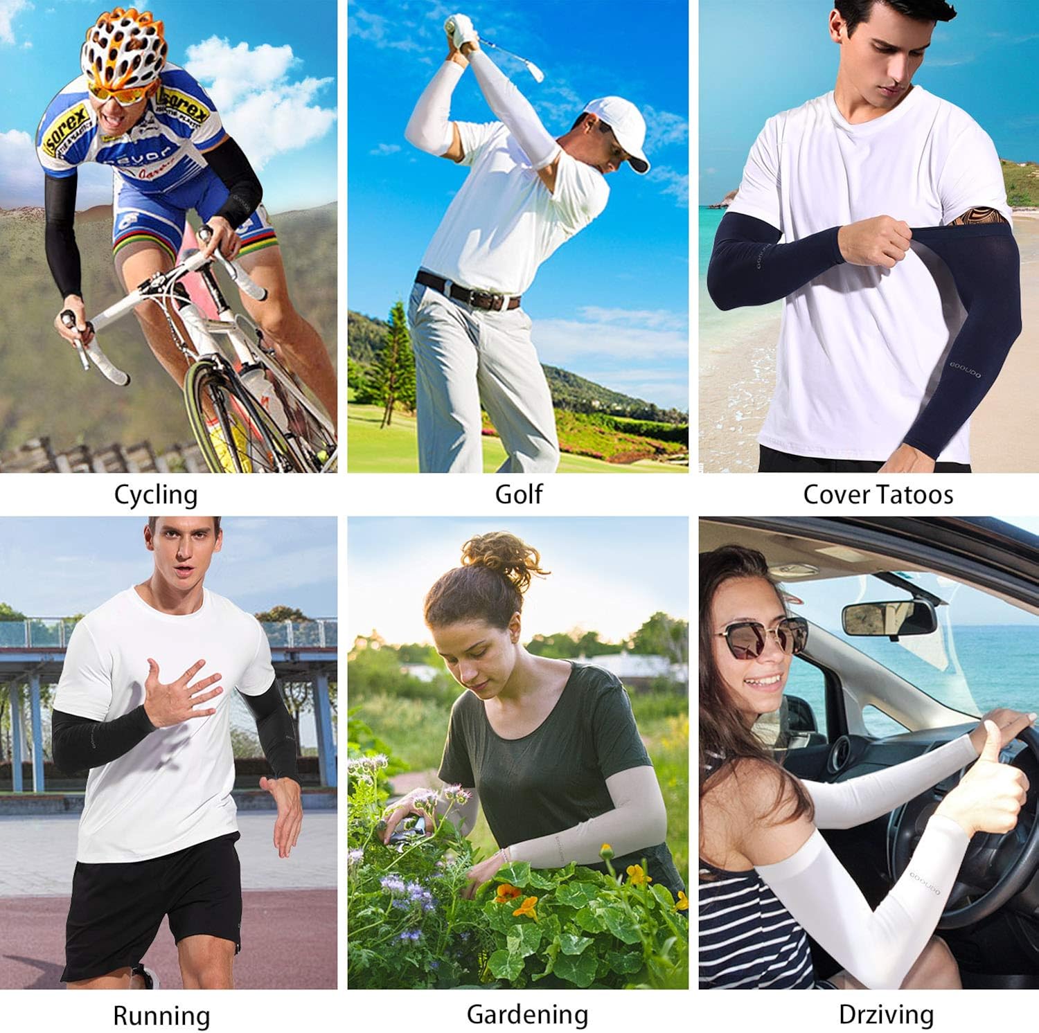 UV Sun Protection Cooling Arm Sleeves for Men & Women Compression Tattoo Sleeves for Baseball Football Running Cycling: Clothing