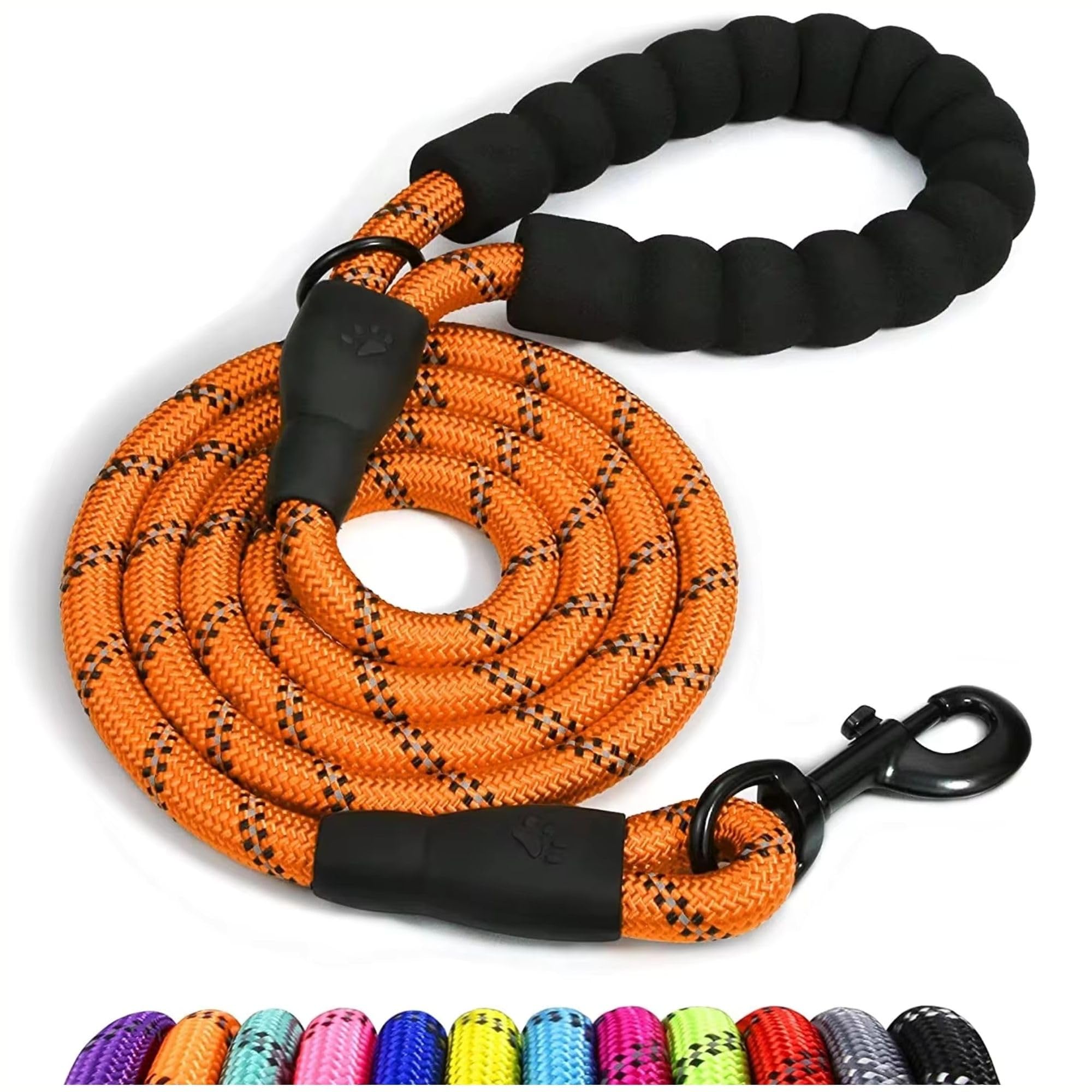 Spanner In The Works® | Orange Dog Lead For Large and Medium Dogs - Reflective Leashes, 1.5 Metre Long, Thick 13mm Anti Pull | Comfort Handle, Hi-Vis Rope Dog Lead, Strong 360 Swivel