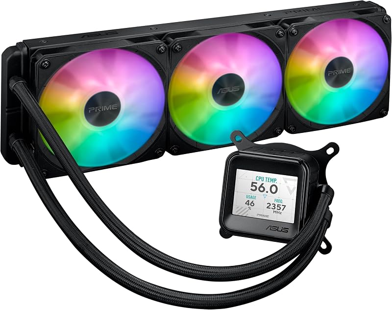 Prime LC 360 ARGB LCD - Sistema de arrefecimento líquido da CPU tudo-em-um com ecrã LCD, bomba Asetek de alto desempenho, motor robusto, ventoinhas conectáveis em cadeia