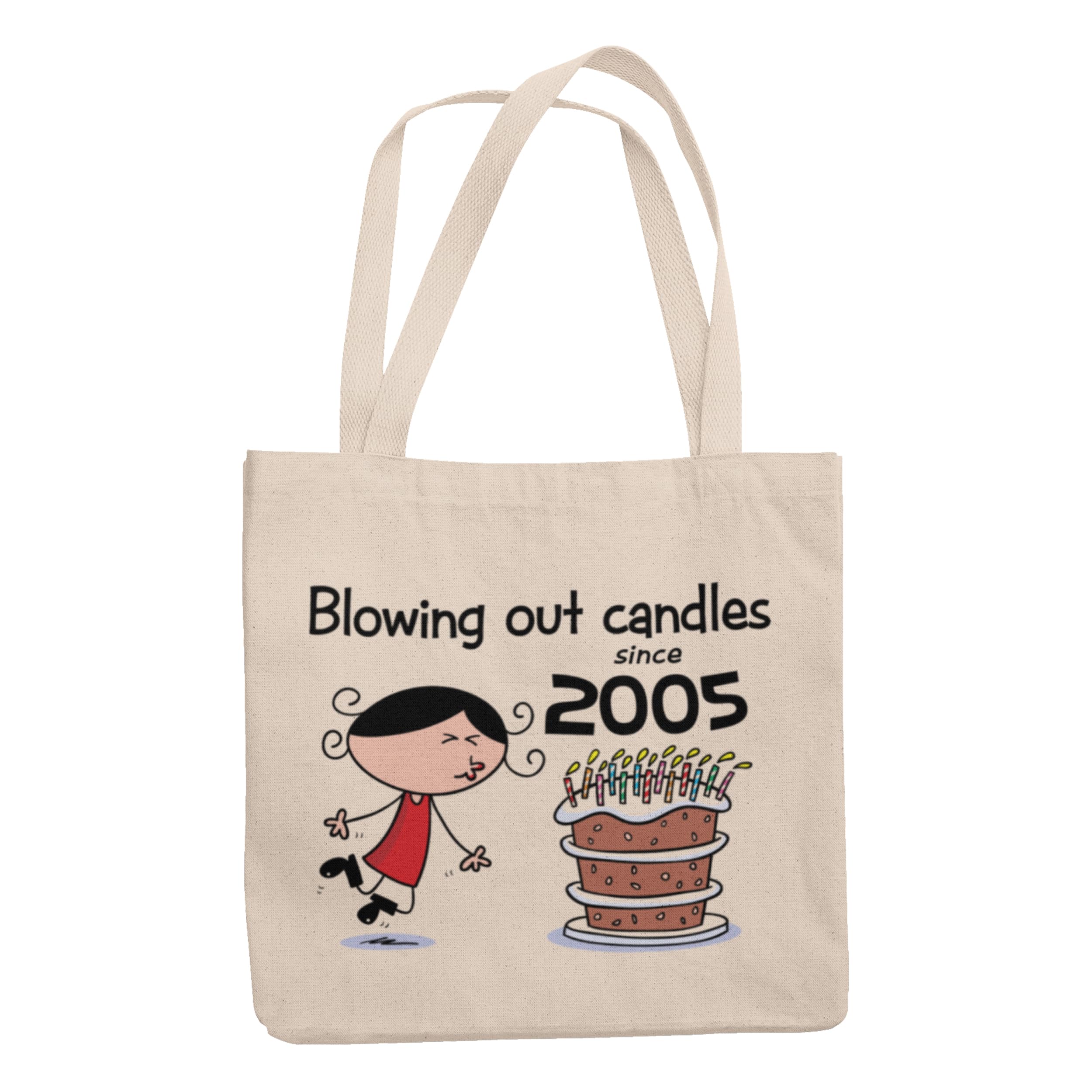 Tribal T-Shirts Blowing Out Candles Since 2005 21st Birthday Gift Bag - 100% Cotton Shoulder Bag, Eco-Friendly Reusable Tote, Vibrant Print - Ideal 21st Birthday Gifts for Women, 42x38cm