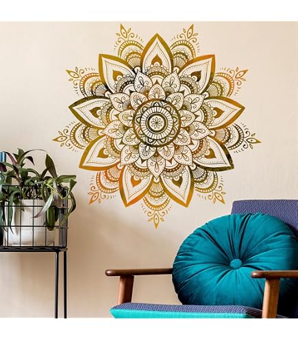 Lotus Om Symbol Vinyl Wall Decals – Yoga Meditating Sticker, Large 22 X 31.5 Inch (White)