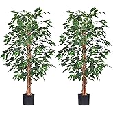 HAIHONG 2Packs 4FT Artificial Ficus Tree, Fake Plants with Sturdy Plastic Nursery Pot,Faux Ficus Trees for Home Office Living Room Indoor Outdoor Decor Perfect Housewarming Gift (4FT-2Packs)