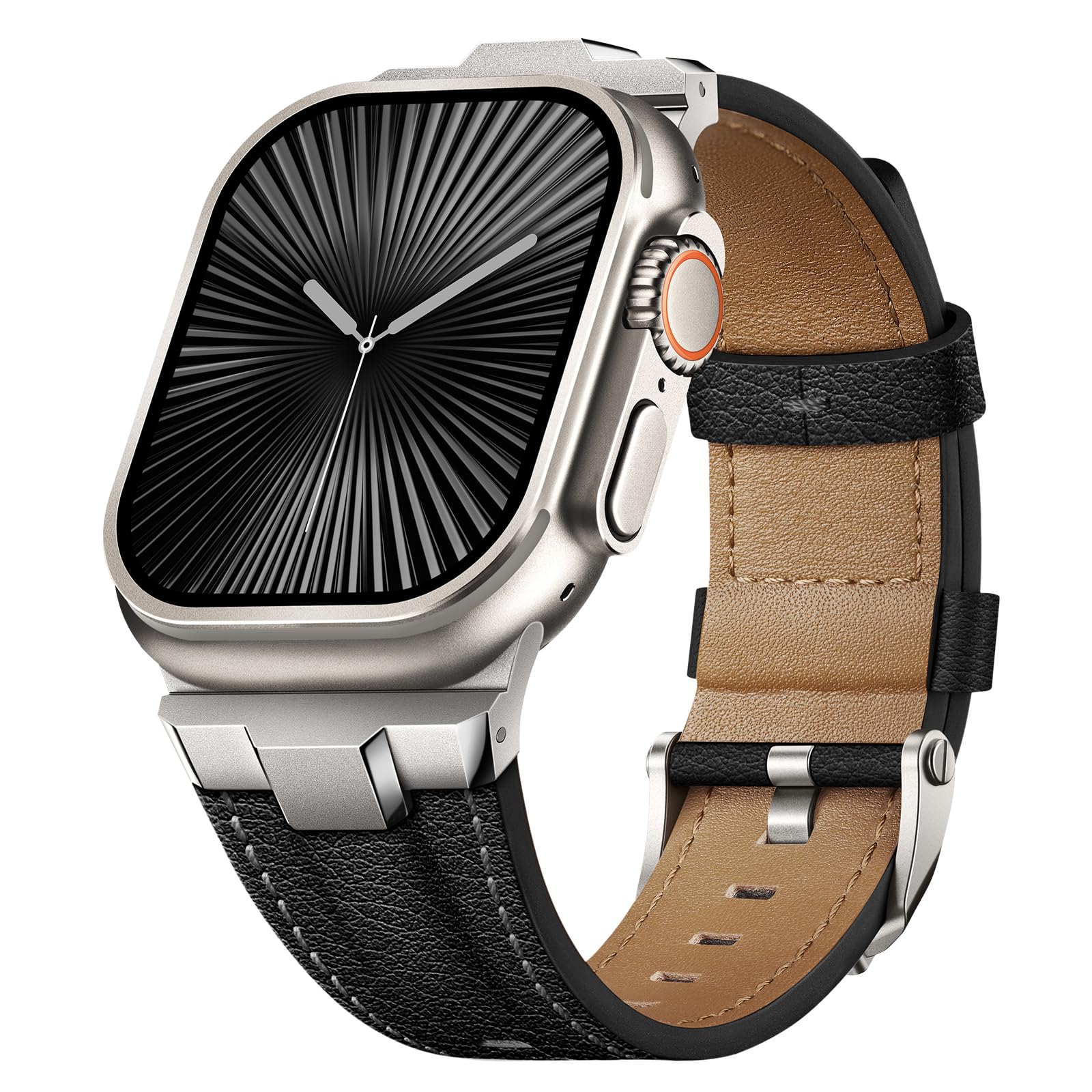 Photo 1 of Suitisbest Leather Bands Compatible for Apple Watch Ultra Band 49mm 46mm 45mm 44mm 42mm, Genuine Leather Replacement Strap for iWatch Series 11 10 9 8 7 6 5 4 3 2 1, SE 3 2 1, Ultra 3 2 1