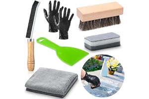 Hahafelt 7 Pcs Headstone Cleaner Kit for Grave Cleaning Granite and Stone Daily Cleaner Includes Towel Bristle Crevice Brush Scrub Brush Headstone Cleaning Sponge Disposable Gloves Plastic Scraper