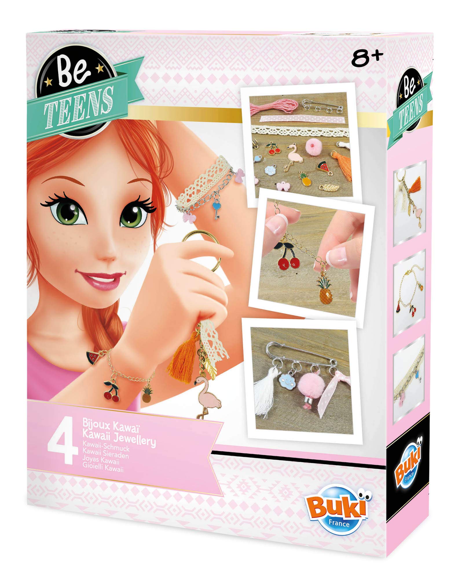 Buki France Be Teens Kawaii Cute Jewellery Making Gift Set. Create 2 Bracelets, 1 Keyring & 1 Pin with Instructions & Accessories. Arts & Crafts Present for Kids. Suitable for Boys & Girls 8+