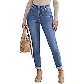 luvamia Skinny Jeans for Women Thin Fleece Lined High Waisted Front Yoke Fall Thermal Stretchy Denim Pants Warm Jeggings