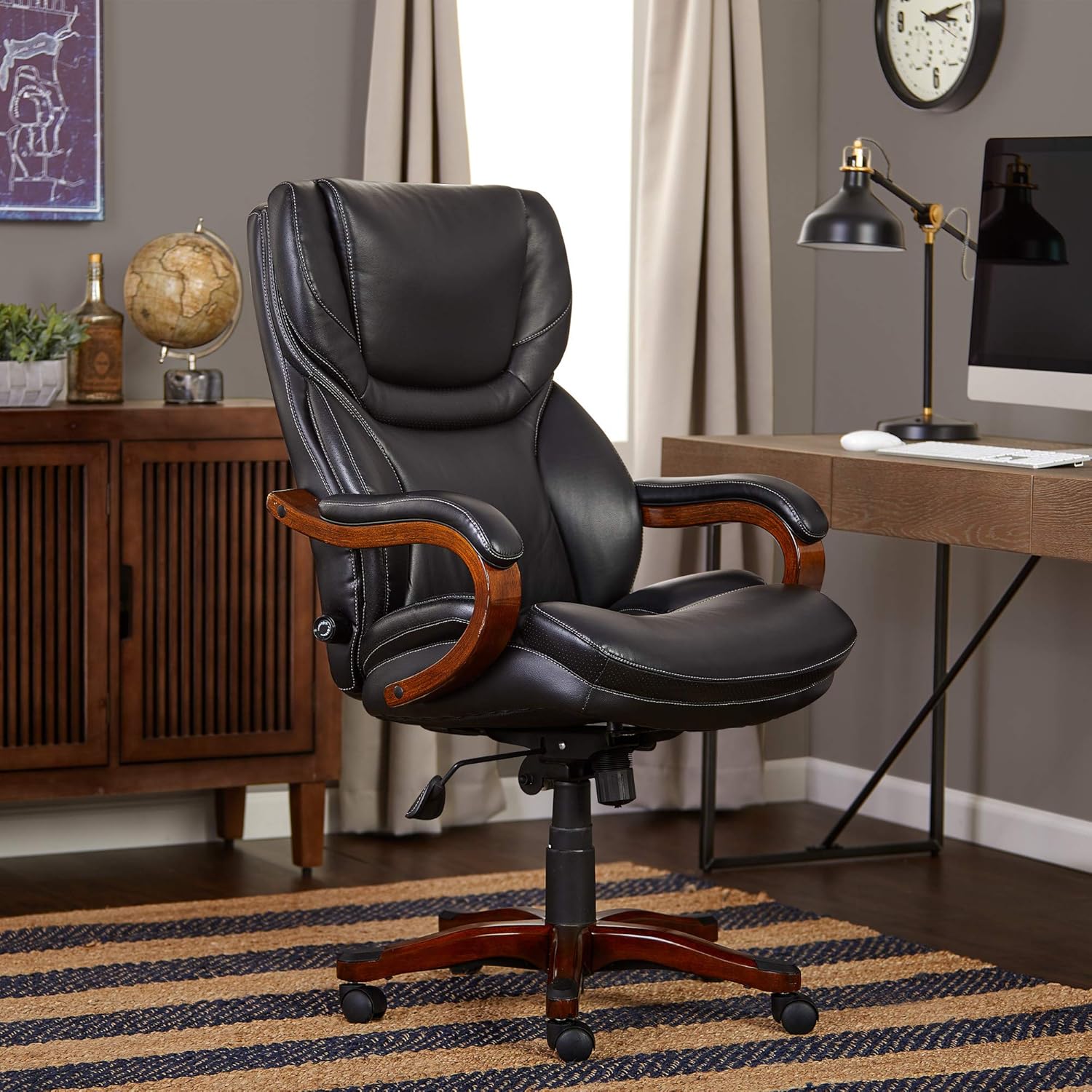 Serta Bonded Leather Big & Tall Executive Chair, Brainstorm Black, 46859