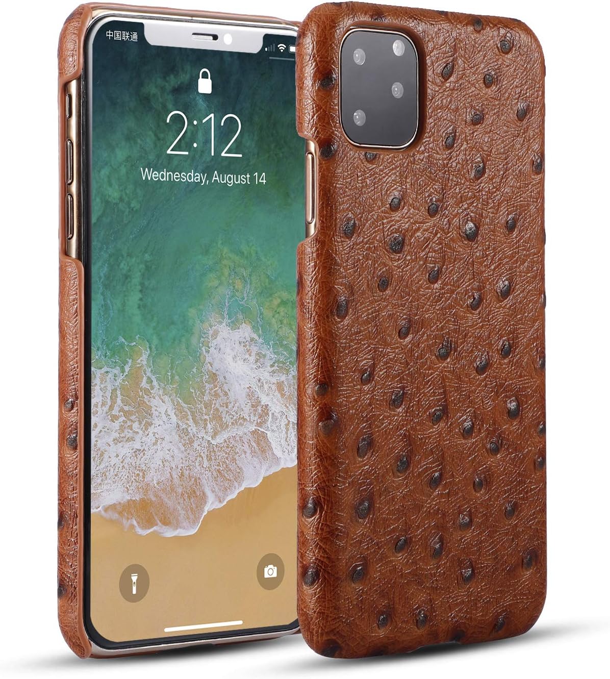 FHZXHY iPhone 11 Pro Max Leather Back Cover Ostrich Pattern Personality Protector Case for iPhone 11 pro max 6.5inch(2019),Brown