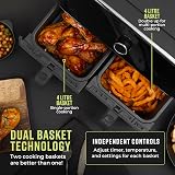 Tower Elite Dual Basket Air Fryer 8L 1700W Graphite T17194 view 3