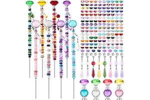 UFU 192Pcs DIY Fairy Wand Beaded Garden Stakes Kit, Fairy Wands Kit with Sparkling Crystal Pendants, Suitable for Different Holidays Garden Stakes Decorative Outdoor Beadable Items(10IN)