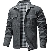 KAVIANA Men's Shirt Jacket Shacket with Flannel Lined Casual Snap Button Overshirt Western Cowboy Jackets Fall Clothing