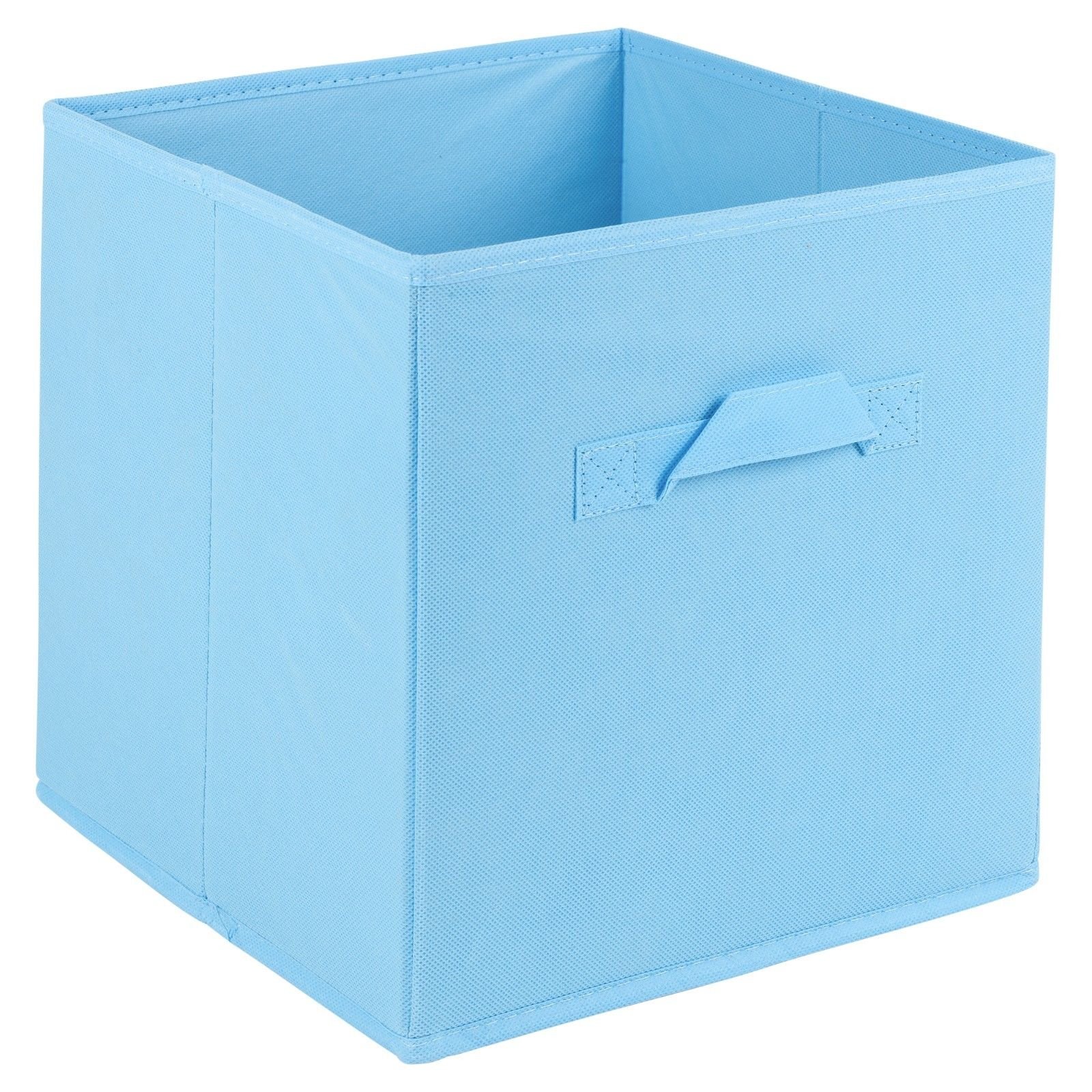 URBNLIVING Collapsible Storage Cube Drawer Box with Carry Handles (Light Blue - Large)