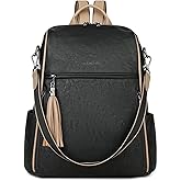 FADEON Leather Backpack Purse for Women Designer Travel Backpack Purses PU Fashion Ladies Shoulder Bag with Tassel