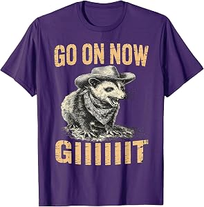 Western Country Cowboy Go On Now Git Vintage Western Opossum T-Shirt