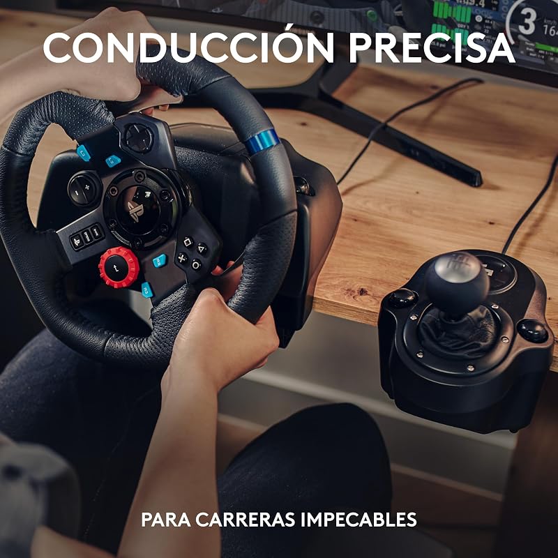 Logitech G G29 SE Driving Force, volante e pedais, Force Feedback, Couro Genuíno + Logitech G Driving Force Gear Lever - Para PS5, PS4 e PC, Mac - Preto