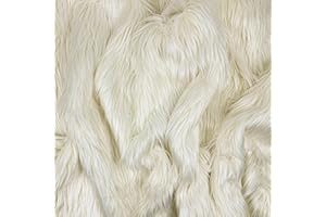 Barcelonetta | Faux Fur Fabric | by The Piece | Pre-Cut | Faux Fur Squares | Fur Fabric for Arts & Crafts, Costume, Decoration, Upholstery, Cushion (Ivory, 20" X 20")