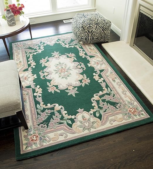 Amazon Com Rugs America New Aubusson Area Rug 5 X 8 Emerald Furniture Decor