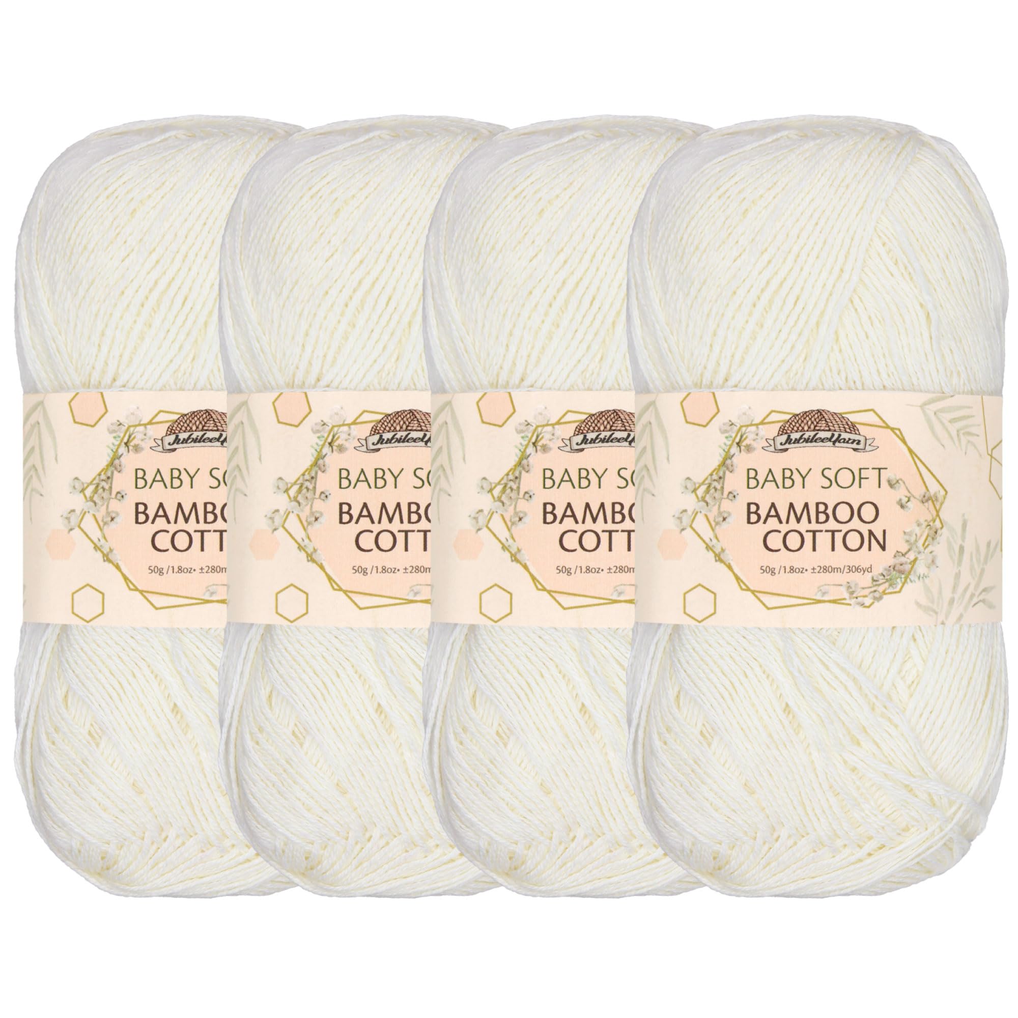 JubileeYarn Baby Soft Bamboo Cotton Yarn - 50g/Skein - Almond Milk - 4 Skeins — image 1