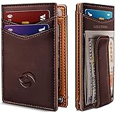 Housmai Magnetic Closure Slim Wallet for Men with Money Clip Gift Boxed,Genuine Leather Front Pocket Wallet, 3.9"x 2.7", RFID Blocking