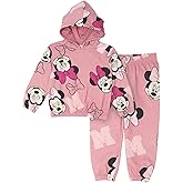 Disney Minnie Mouse Girls’ Fleece Hoodie and Jogger Pants Set with 3D Ears and Bow, 2-Piece Outfit
