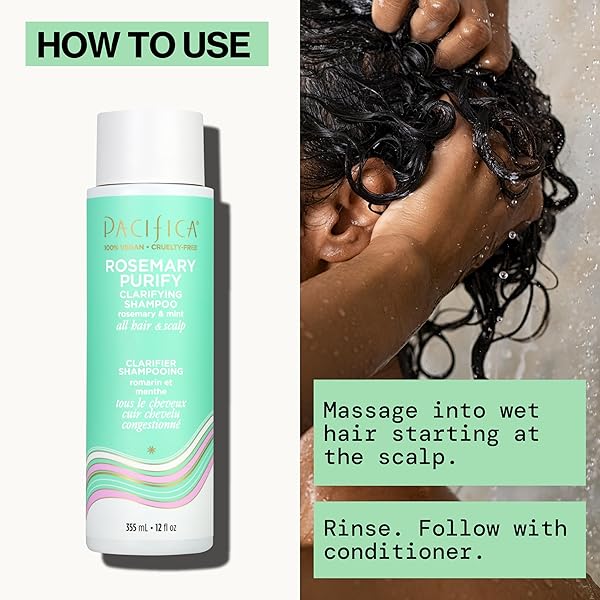 PACIFICA CLARIFYING SHAMPOO – ROSEMARY PURIFY INVIGORATING SHAMPOO W/SOOTHING MINT FOR DETOXING HAIR & SCALP BUILD-UP, SULFATE & SILICONE FREE – VEGAN & CRUELTY-FREE DERMATOLOGIST TESTED