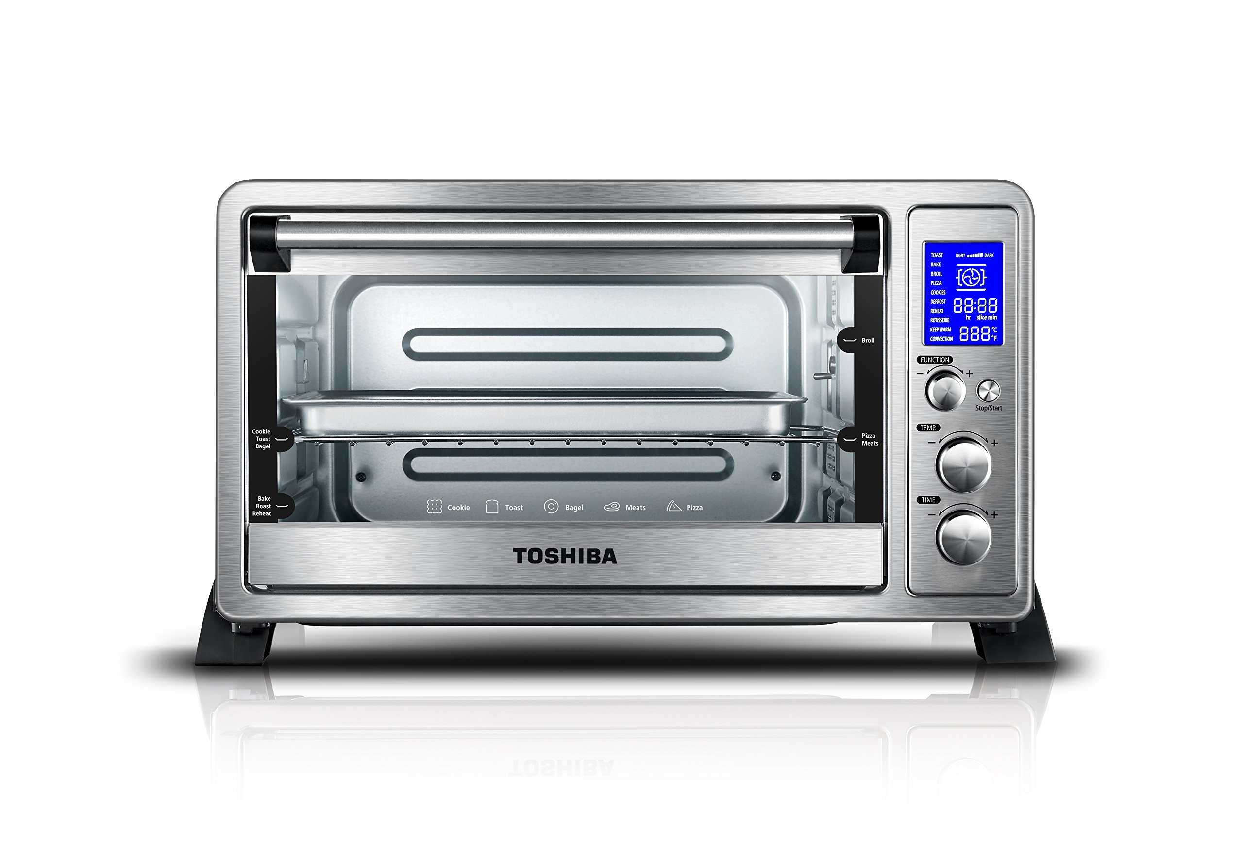 Toshiba AC25CEWSS Digital Toaster Oven with Convection Cooking and 9