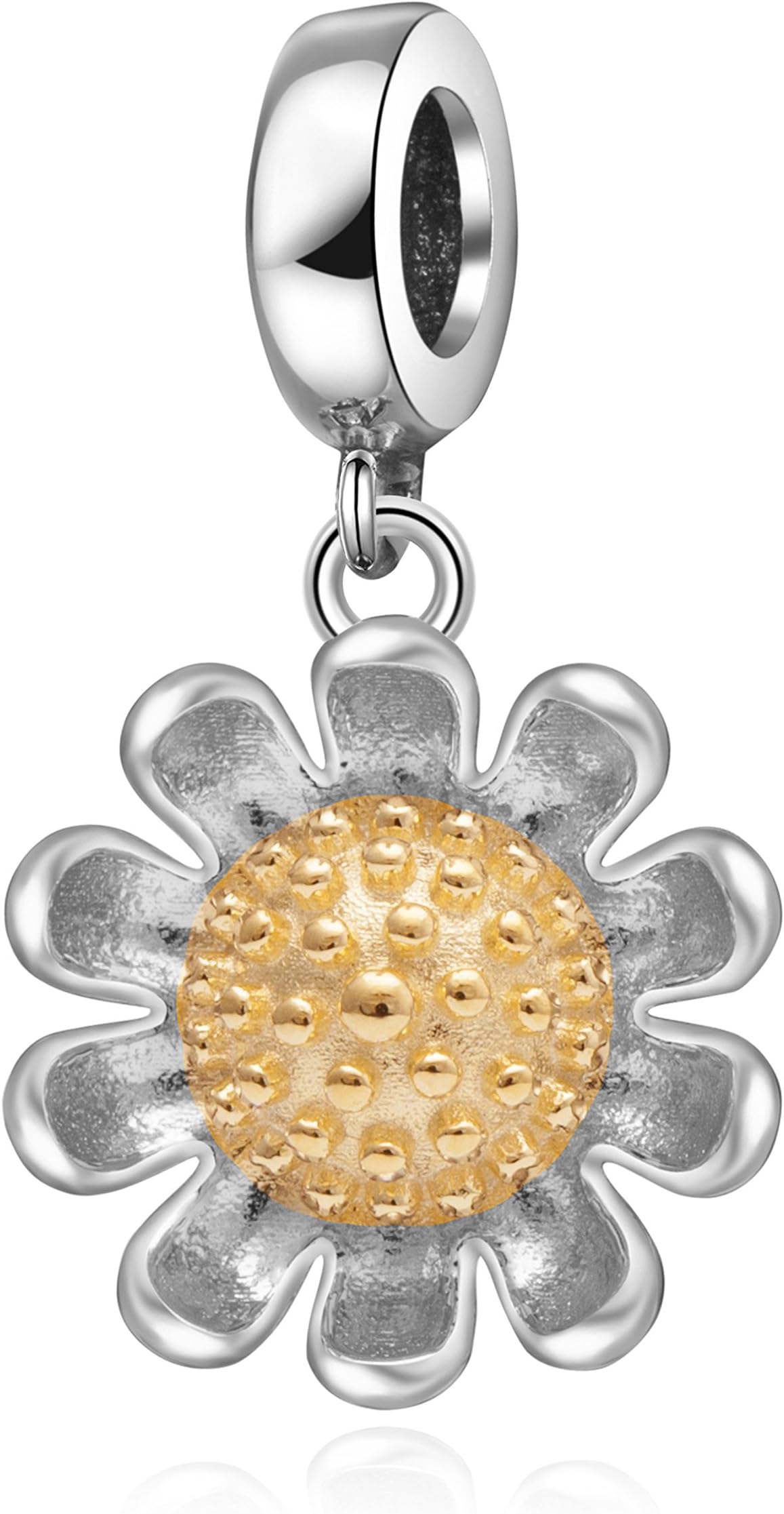 Hoobeads Sunflower Charms Pendant Authentic 925 Sterling Silver Flower Charm for European Bracelet