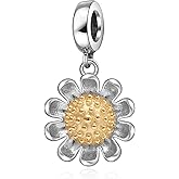 925 Sterling Silver Sunflower Charms for Pandora European Bracelet Gifts for Women Christmas Birthday Mothers day