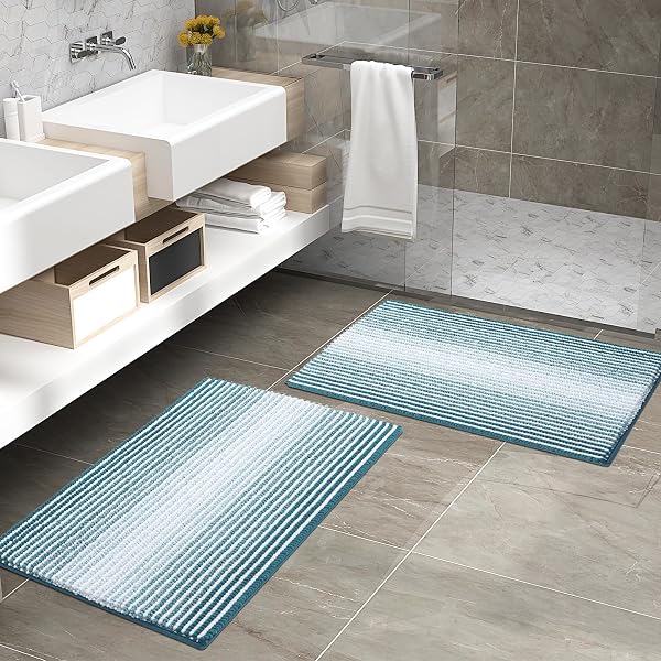 COLORXY CHENILLE BATHROOM RUGS, EXTRA SOFT AND ABSORBENT BATH MAT, NON-SLIP MACHINE WASHABLE RUG, LUXURY PLUSH SHAGGY BATH CARPET, SUITABLE FOR BATHROOM FLOOR, TUB, SHOWER, 30”X20”, GREEN