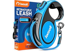IWOOFI New 2025 Retractable Dog Leash 16,4 ft'-Heavy Duty Retractable Pet Leash with Anti-Slip Soft Grip-Reflective Dog Leashes with Anti-Twist Protection for Small Medium Dogs up to 50 lbs (Blue)