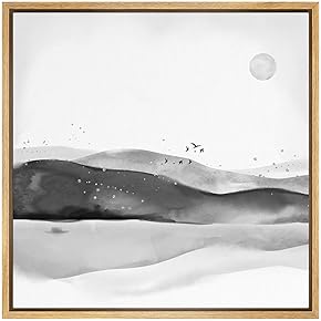 SIGNWIN Framed Canvas Wall Art Black-White Sunrise Over...