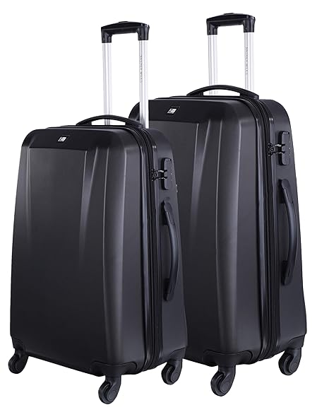 Nasher Miles Canberra Polycarbonate Hard-Sided Luggage Set of 2 Black Trolley/Travel/Tourist Bags (55 & 65 cm)