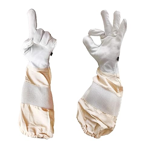 BeeAttire Bee Lather Gloves Beekeeping Gloves for Beekeeper Goat Lather Gloves (XS)