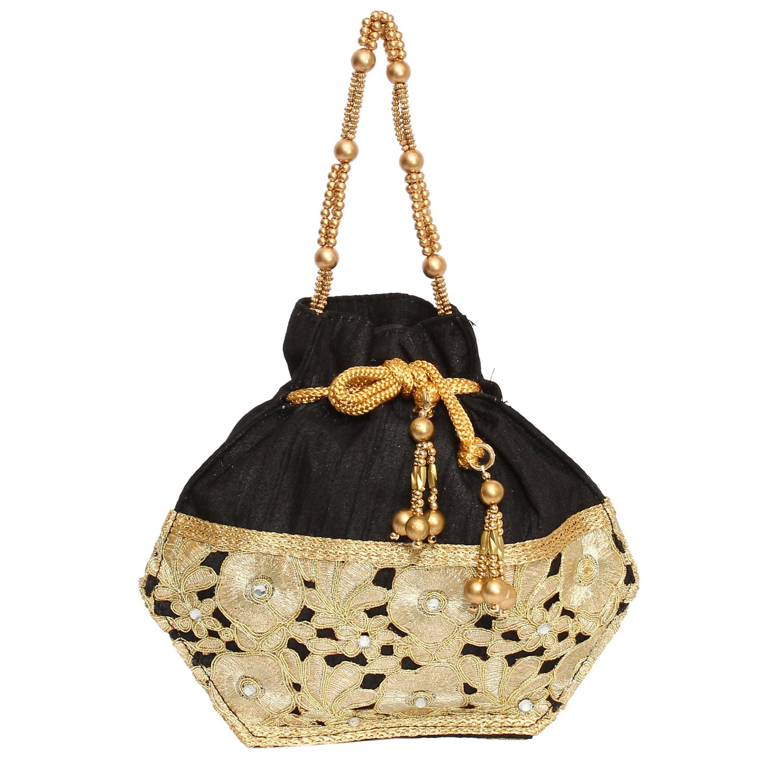 bagaholics ethnic silk clutch potli batwa pouch bag with embroidery and metal bead work gift for women