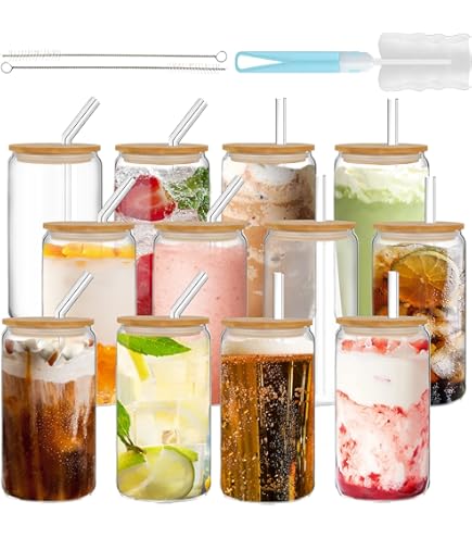 Tasse En Verre De Noël En Forme De Pain D'épices – Gobelet De Noël En Verre En Forme De Pain D'épices Avec Couvercle Et Paille – Cadeau De Noël Pour Les Amis