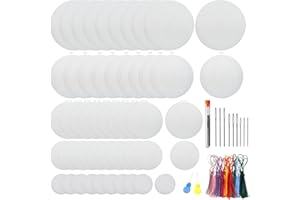 Allazone 58 PCS Mesh Plastic Canvas Sheets 5 Size Round Clear Plastic Canvas for DIY Crafts Embroidery Cross Stitch, Acrylic Yarn Crafting, Knit and Crochet Projects