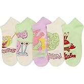 Bioworld Spongebob Squarepants Mixed Characters Womens Ankle Socks 5 Pack