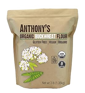 Anthony's Organic Buckwheat Flour, 3lbs, Grown in USA, Gluten Free, Vegan