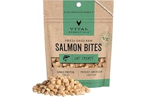 Vital Essentials Salmon Bites Cat Treats, 1.1 oz | Freeze-Dried Raw | Single Protein | Grain Free, Gluten Free, Filler Free