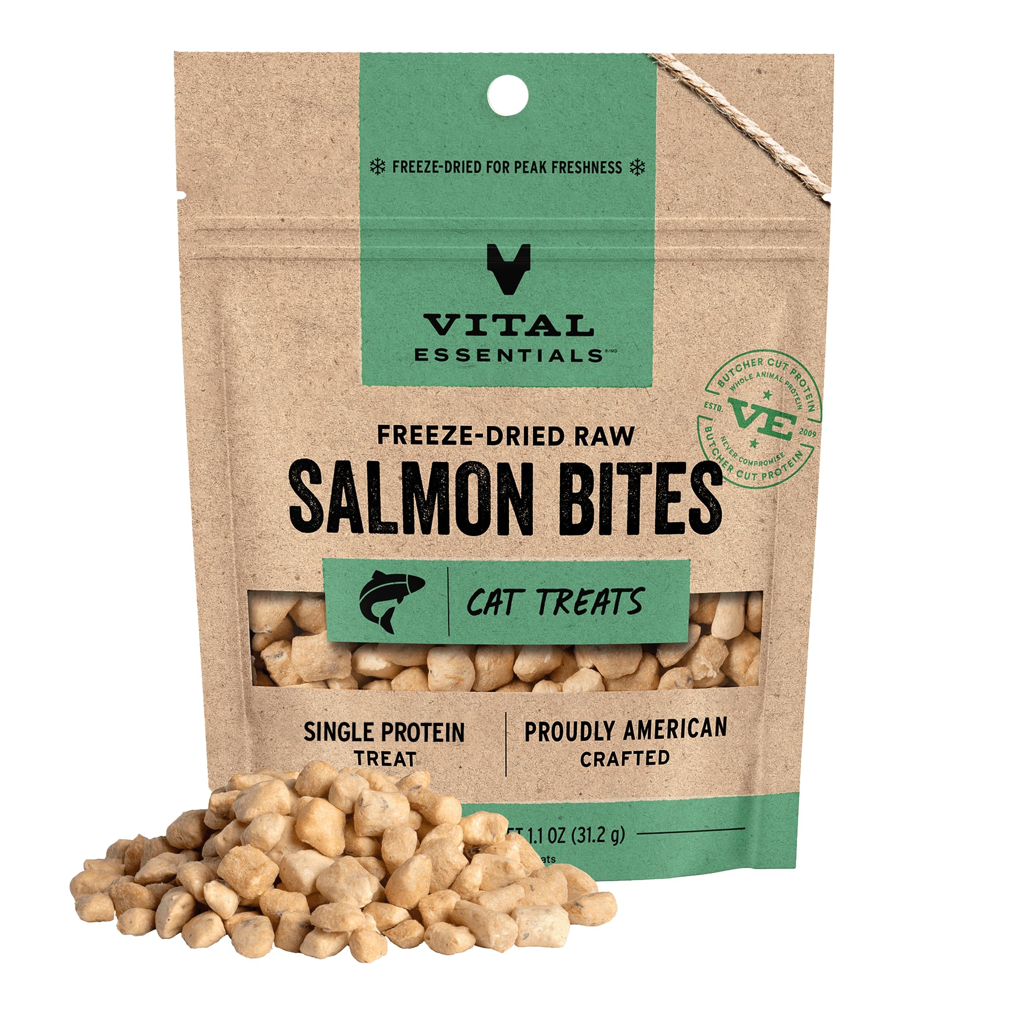 Photo 1 of ***BEST BY 05/29/2027*Vital Essentials Salmon Bites Cat Treats, 1.1 oz | Freeze-Dried Raw | Single Protein | Grain Free, Gluten Free, Filler Free