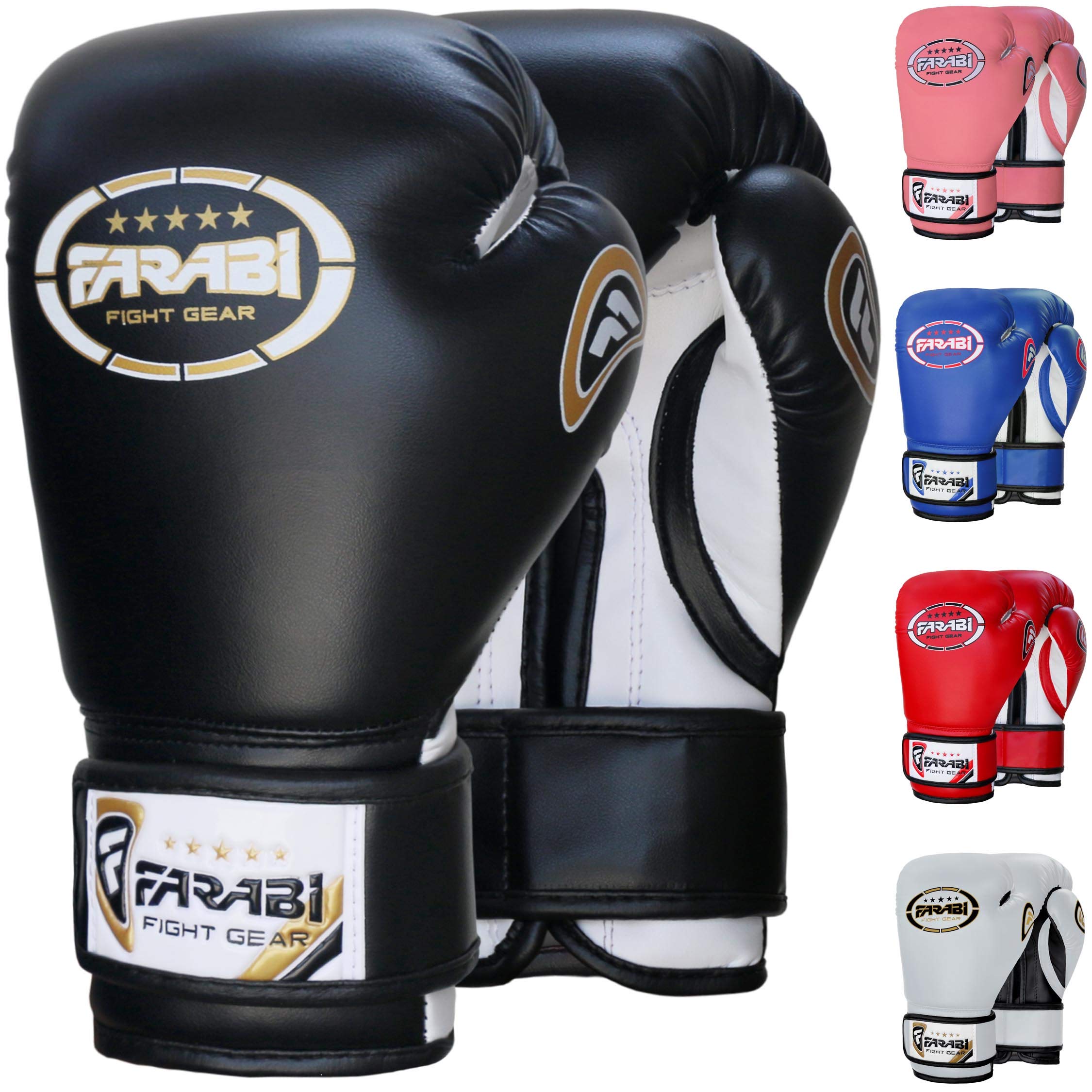 Farabi Sports Kids Boxing Gloves 6, 8-oz Junior Muay Thai Gloves Youth Kickboxing Sparring Punching Bag Training Gloves (Black, 8-oz) — image 1
