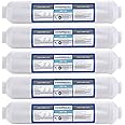 Hydronix 5 Pack ICF-10 Reverse Osmosis Post Polishing, Fridge & Ice Inline Coconut GAC Water Filter, 2000 Gal 1/4" NPT