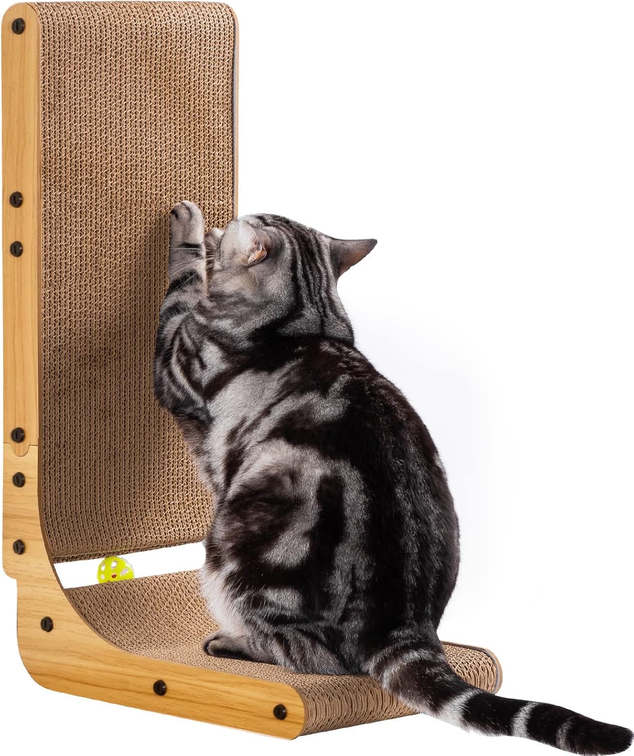 Photo 1 of ****MISSING PARTS **** Poils bebe L Shape Cat Scratcher, 26.8 Inch Cat Scratchers for Indoor Cats, Protecting Furniture Cat Scratch Pad, Cardboard Cat Scratching with Ball Toy, Catnip, Large