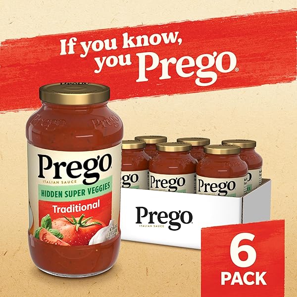 PREGO HIDDEN SUPER VEGGIES TRADITIONAL PASTA SAUCE, 24 OZ JAR (CASE OF 6)