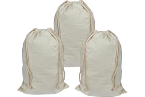 Lontenrea 3 Pcs 16x20 Inches Drawstring Cotton Muslin Bags Reusable Storage Bag (3 Pcs 40x50cm)