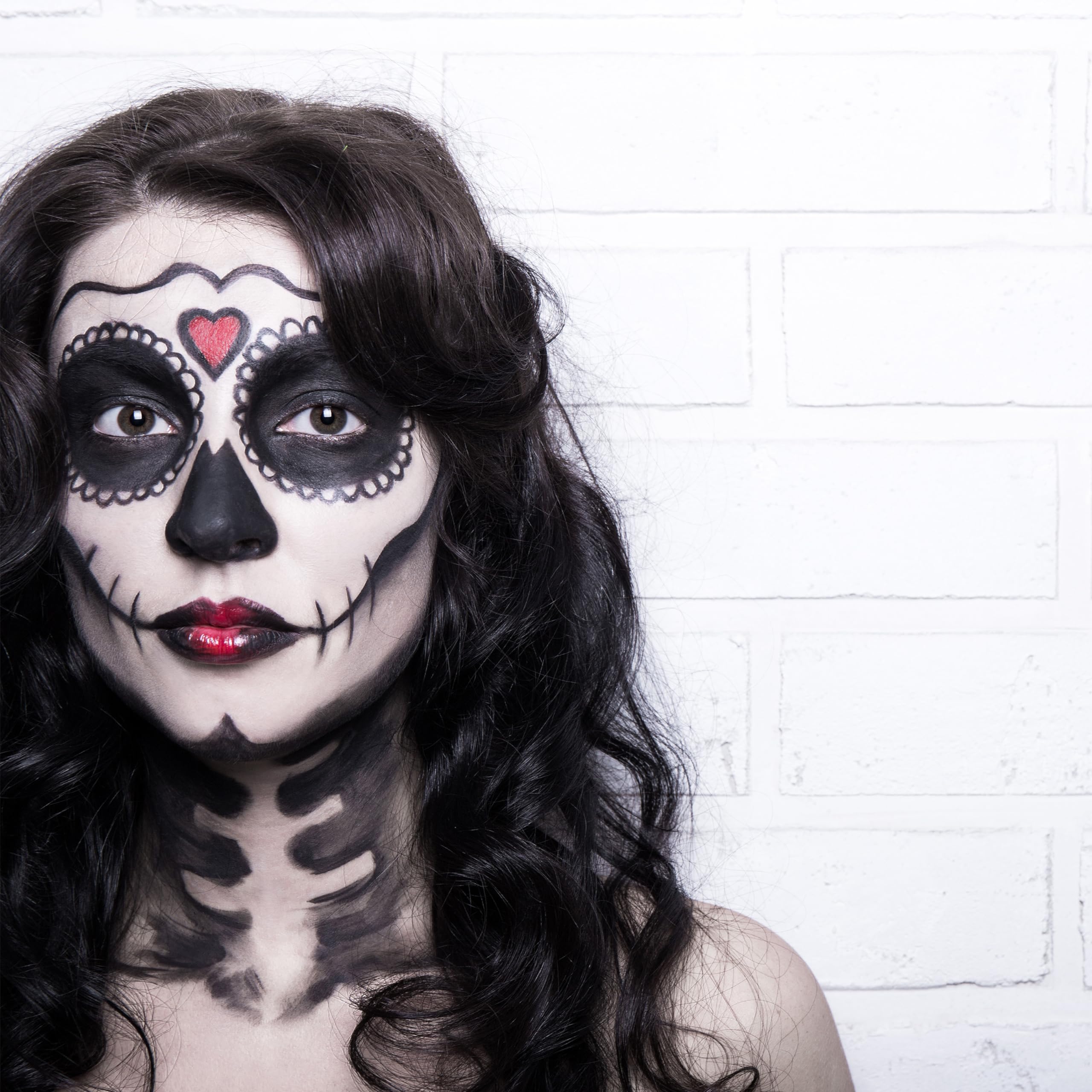 Spooktacular Creations Halloween Makeup Palette 3 Colors Face Body Paint for Adult SFX Zombie Skeleton Cosplay with Painting Brush Cosplay Party Dress Up (7 Oz, White Black Red )