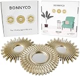 BONNYCO 3 Pack Round Gold Wall Mirrors - Home Decor for Living Room view 2